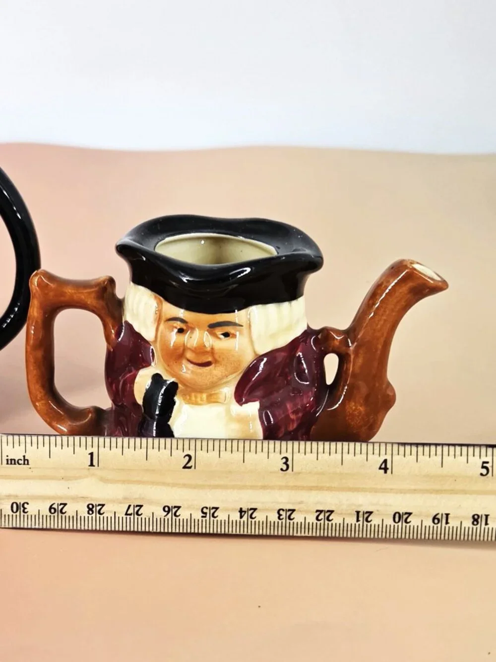 Two Fine Porcelain VTG Toby Jug w/Lid & Tea Pot Crown Devon England Harrod's Tag
